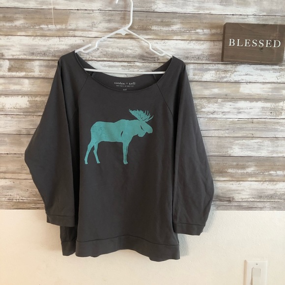 🤚 hand-printed in Connecticut MOOSE tee - Picture 2 of 10